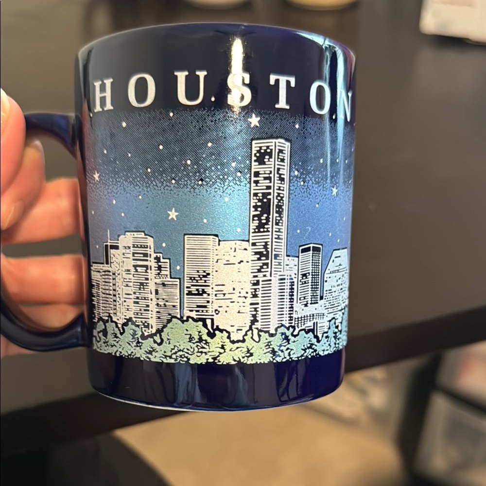 Vintage Houston Skyline Blue Mug